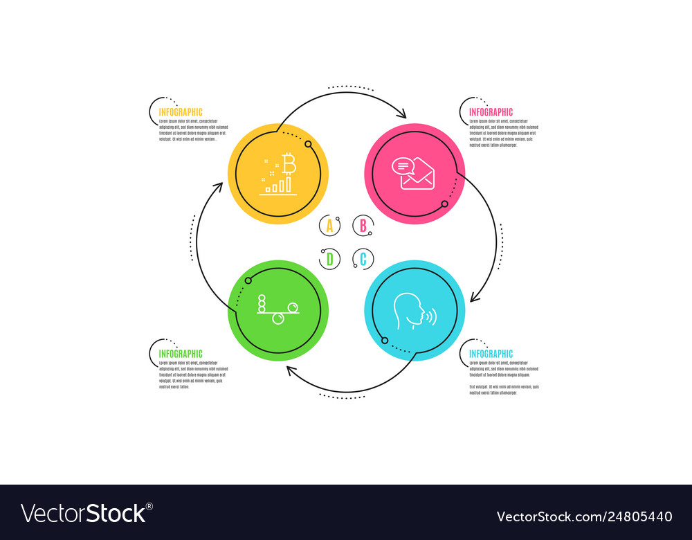 Bitcoin graph balance and new mail icons set vector image Bitcoin graph balance and new mail icons set