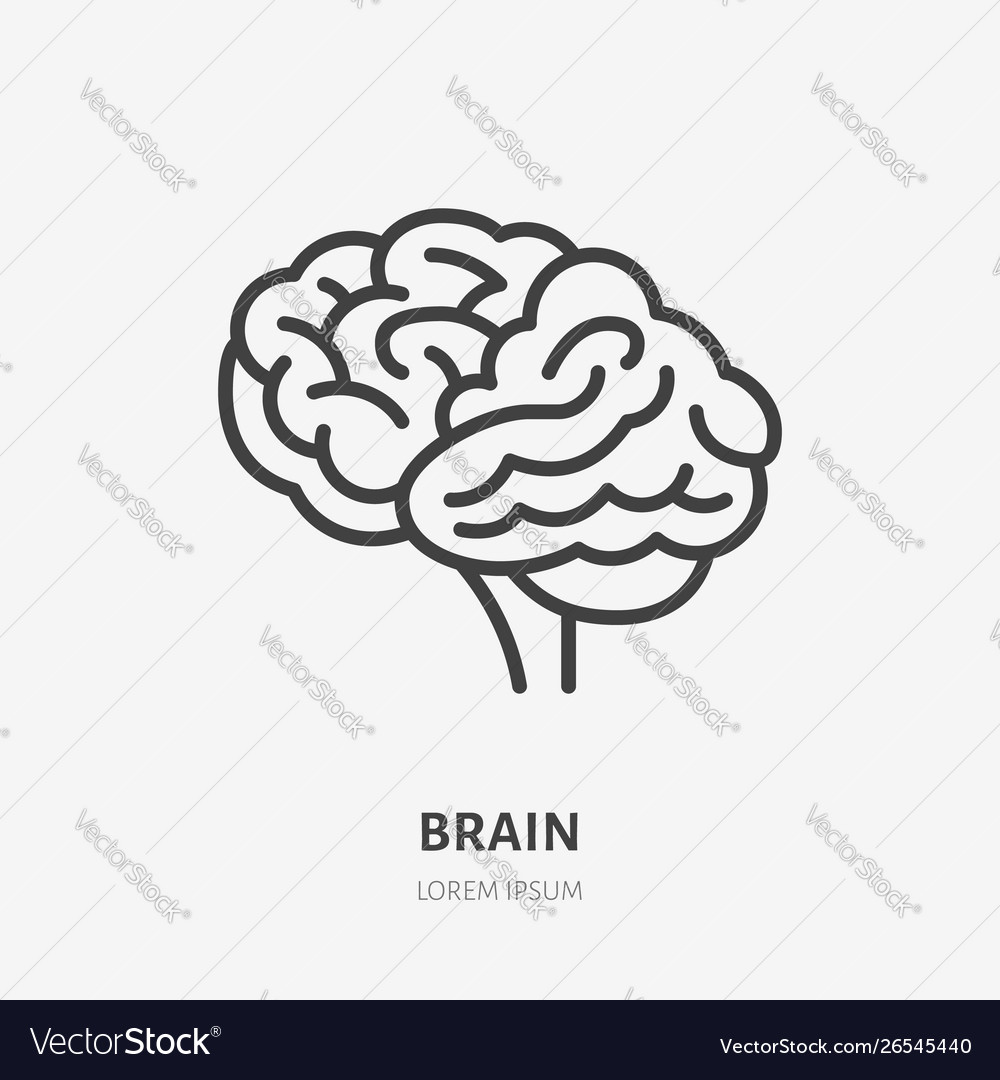 Brain flache Linie Icon dünner Piktograph