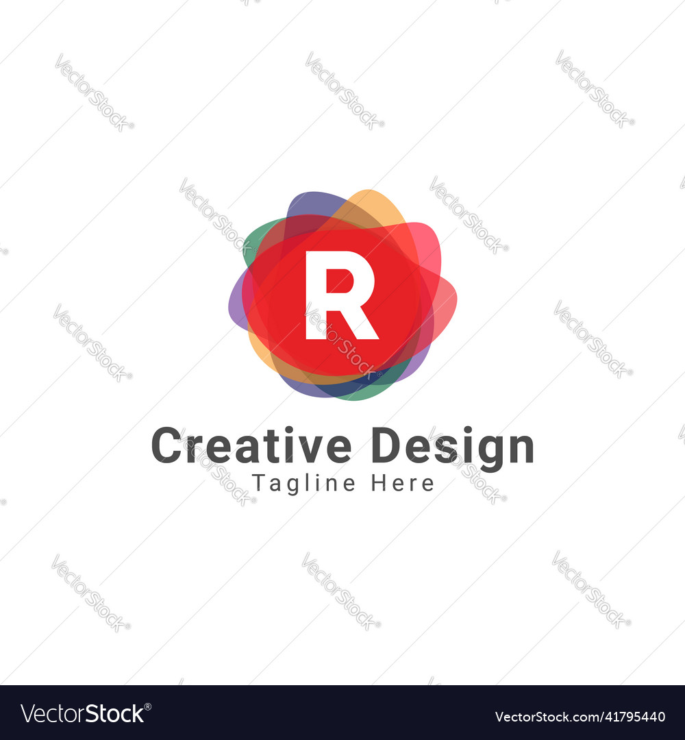 Colorful abstract r letter circle logo design vector image Colorful abstract r letter circle logo design
