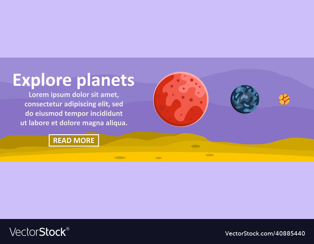 Explore planets banner horizontal concept