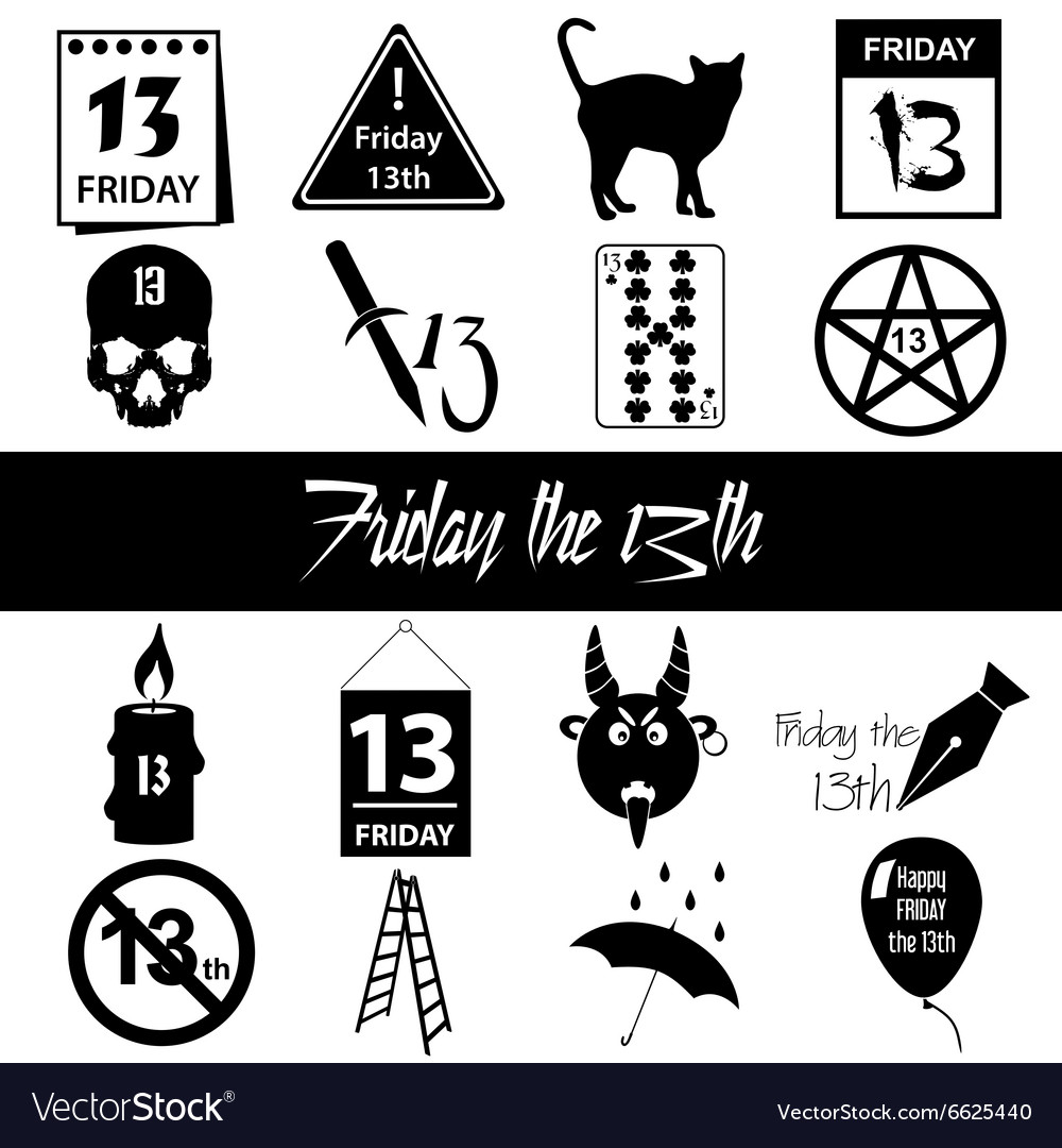 Friday the 13 bad luck day icons set eps10 Vector Image