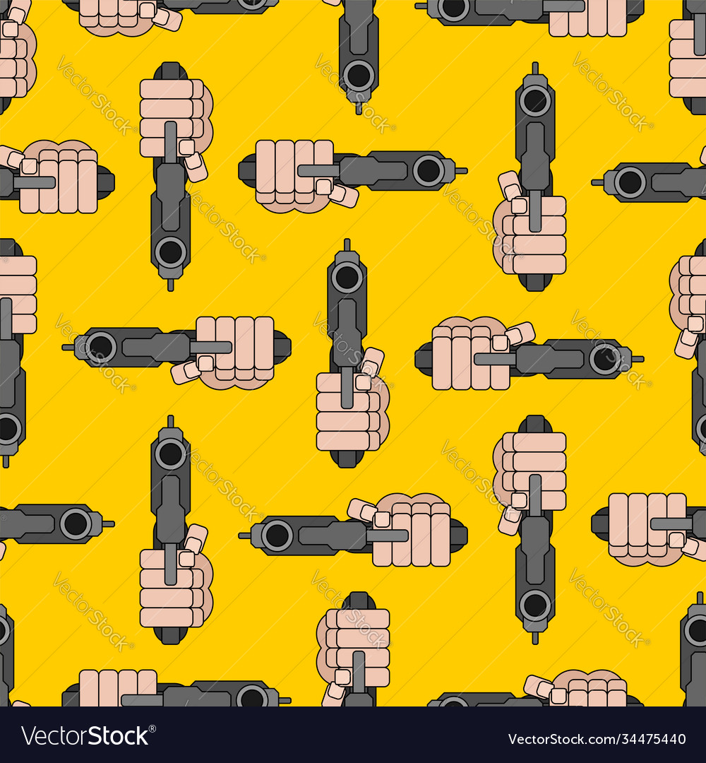 Gun in hand pattern seamless fist background