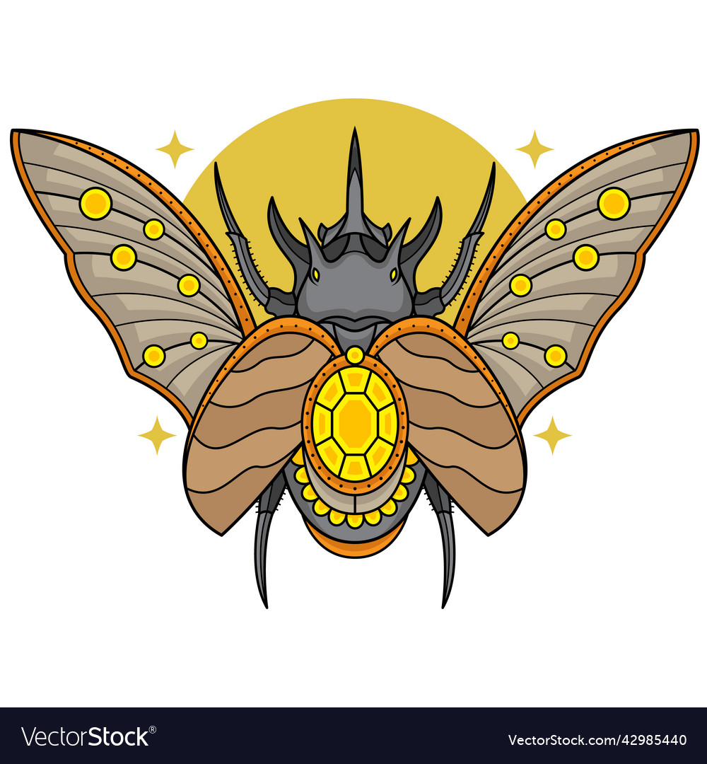 Horn beetle traditional tattoo vector image Horn beetle traditional tattoo