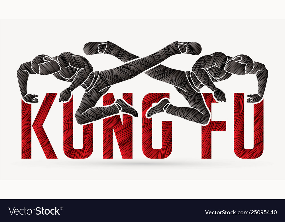 Kung fu action designed with text font graphic vector image Kung fu action designed with text font graphic