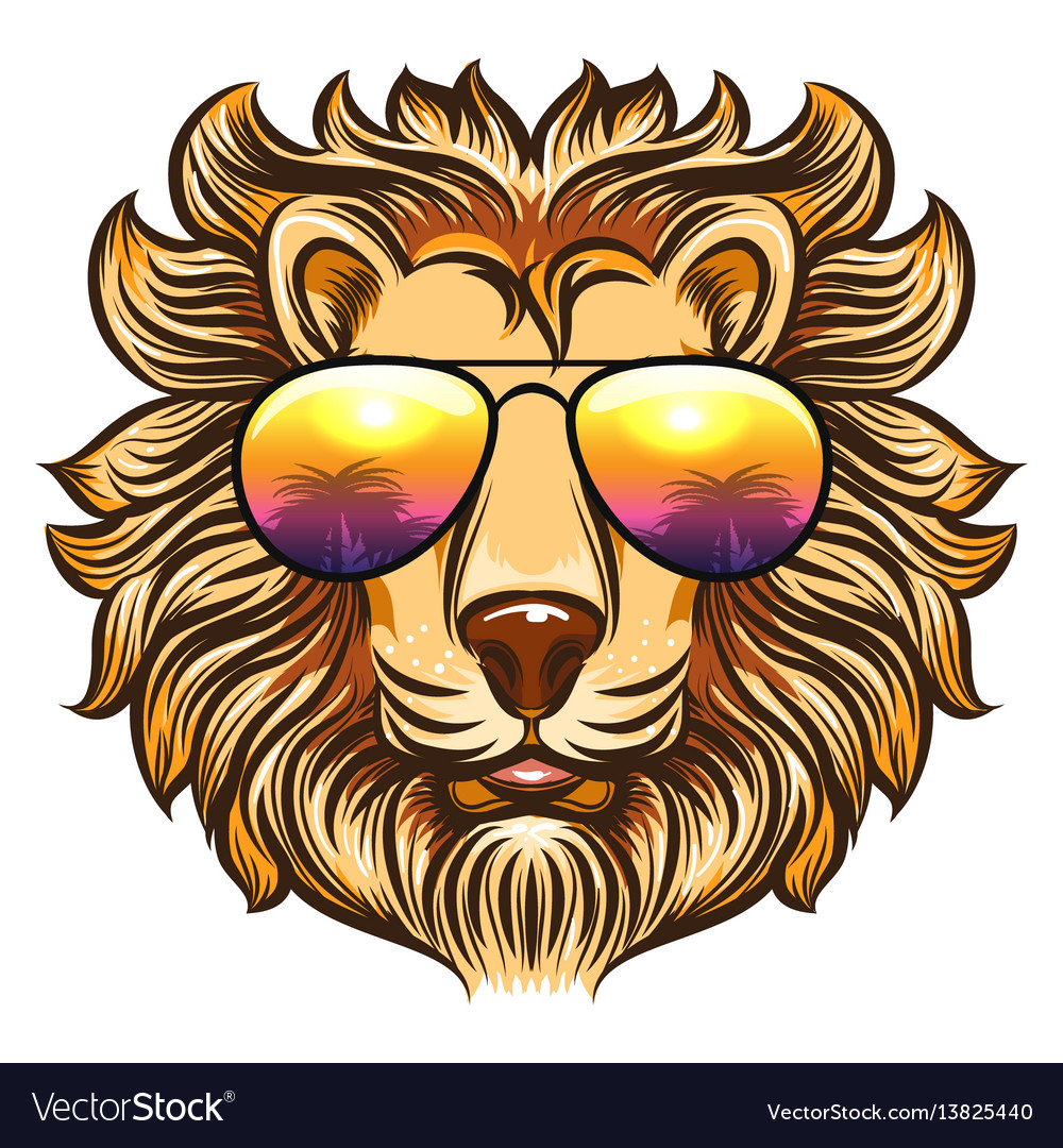 Lion in rainbow glasses Royalty Free Vector Image