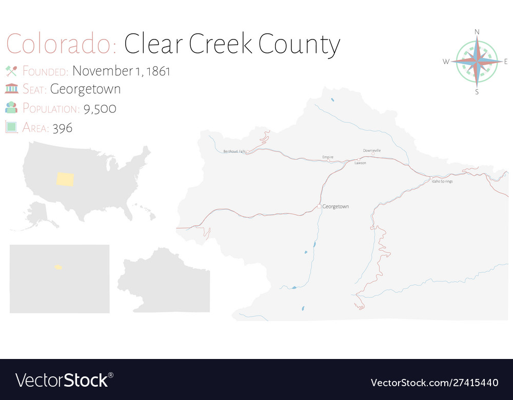 Map clear creek county in colorado Royalty Free Vector Image