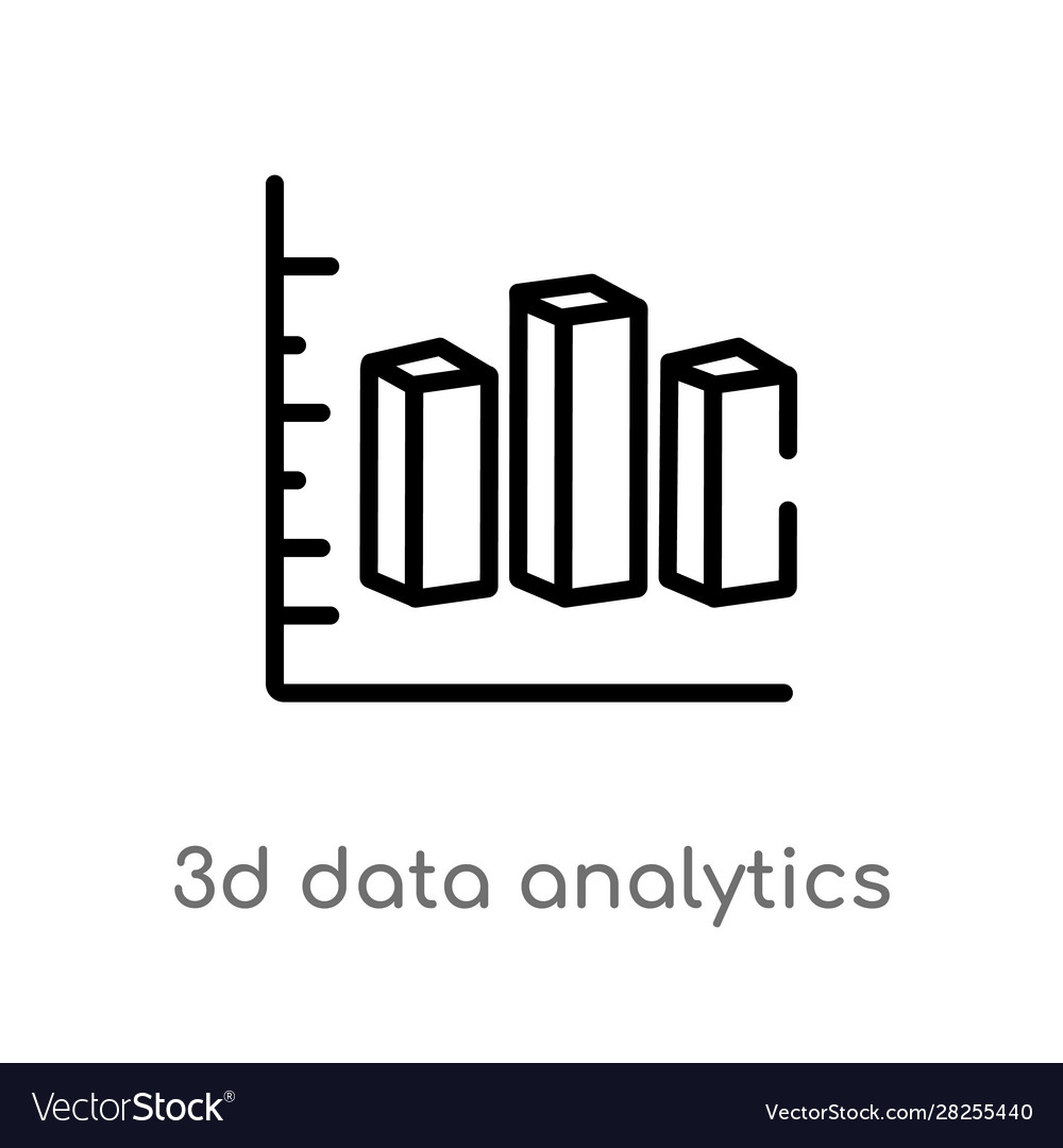 Outline 3d data analytics dual bars icon isolated