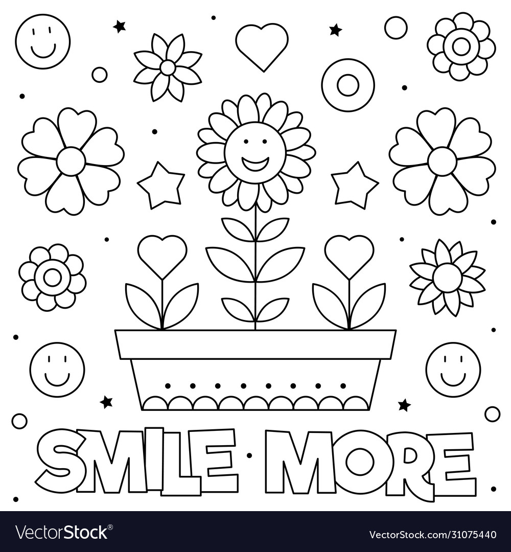 Smile more coloring page of Royalty Free Vector Image