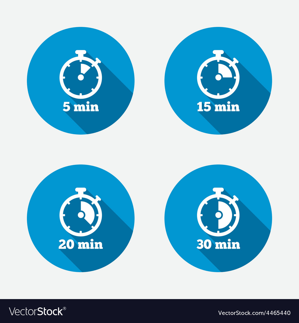 Timer icons five minutes stopwatch symbol