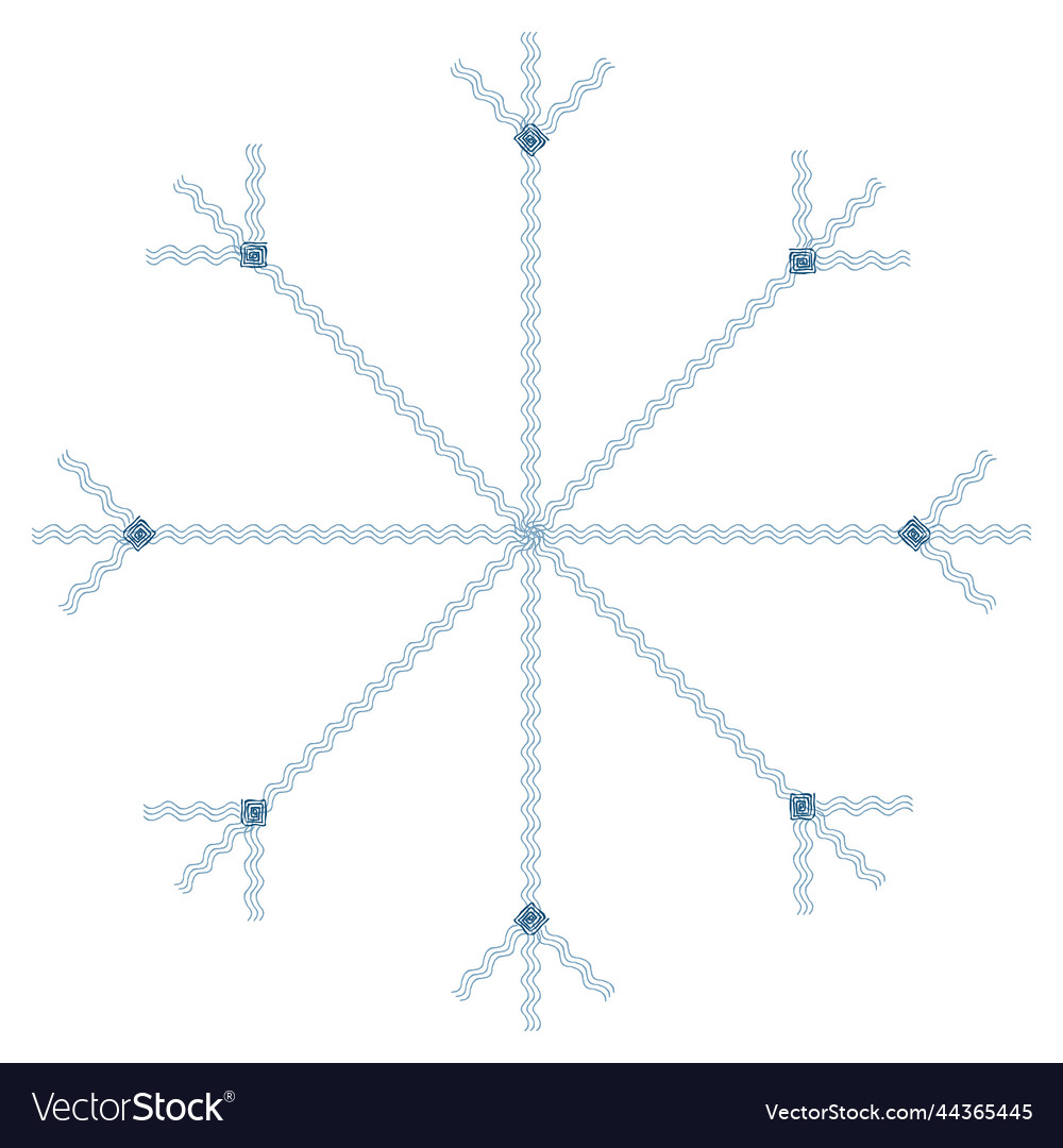 Abstract snowflake with wavy patterned lines vector image Abstract snowflake with wavy patterned lines