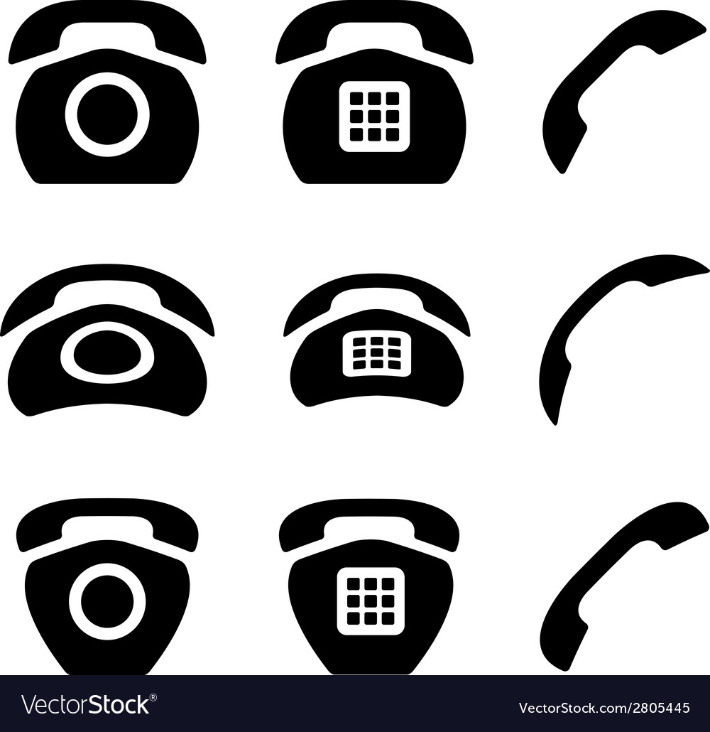 Black old phone and receiver icons