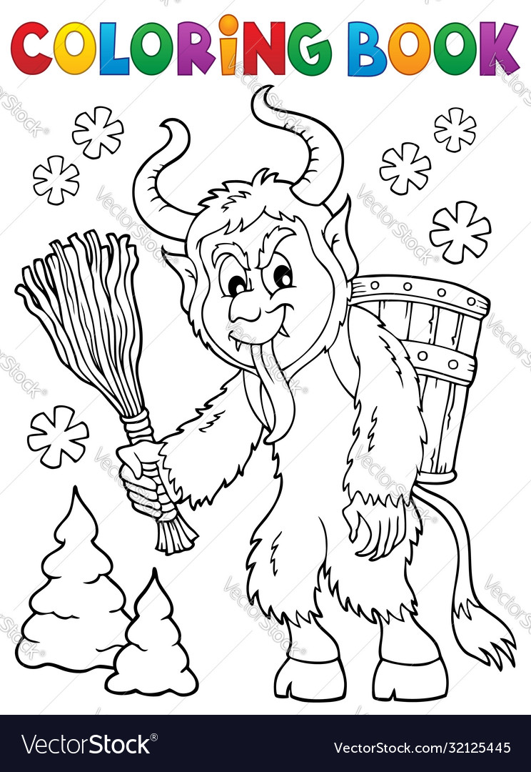 Coloring book krampus theme 1 Royalty Free Vector Image