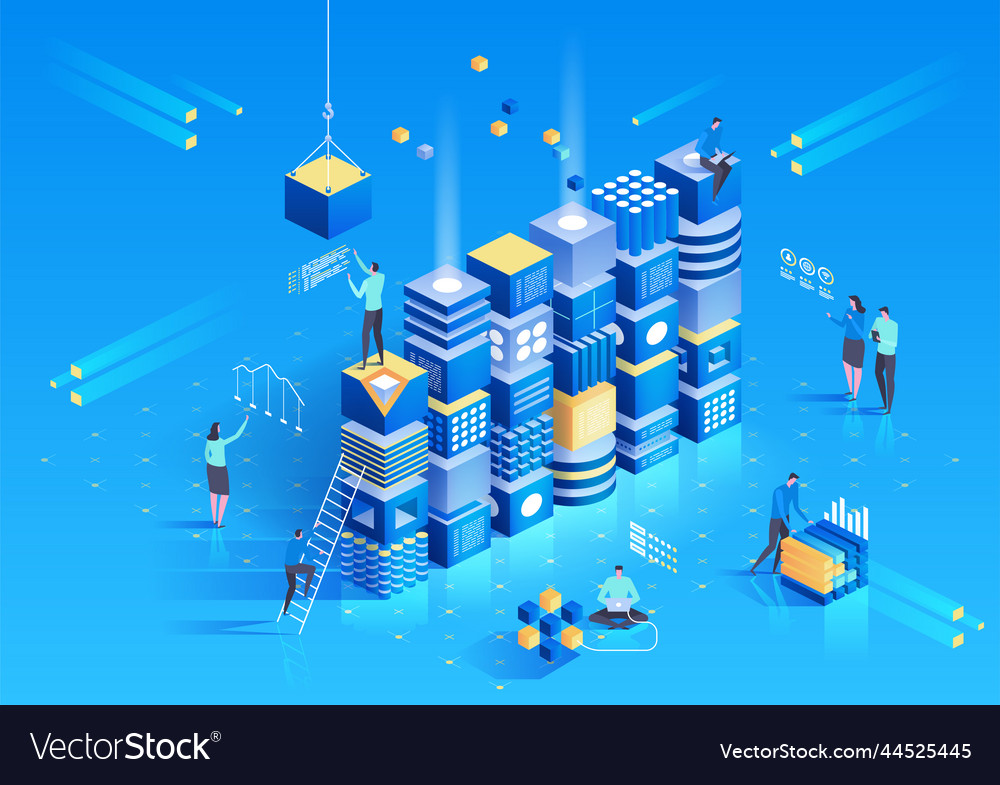Cryptocurrency and blockchain isometric