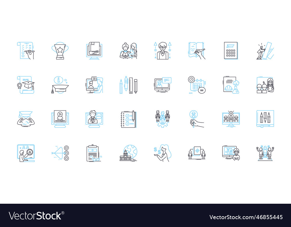 Internet lecture linear icons set connectivity vector image Internet lecture linear icons set connectivity