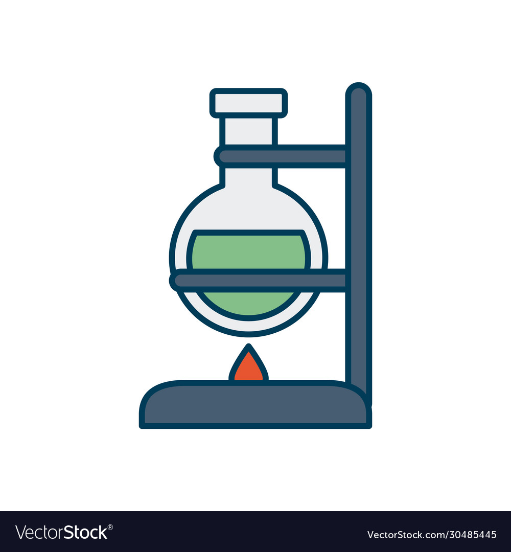 Laboratory burner and flask icon line fill vector image Laboratory burner and flask icon line fill