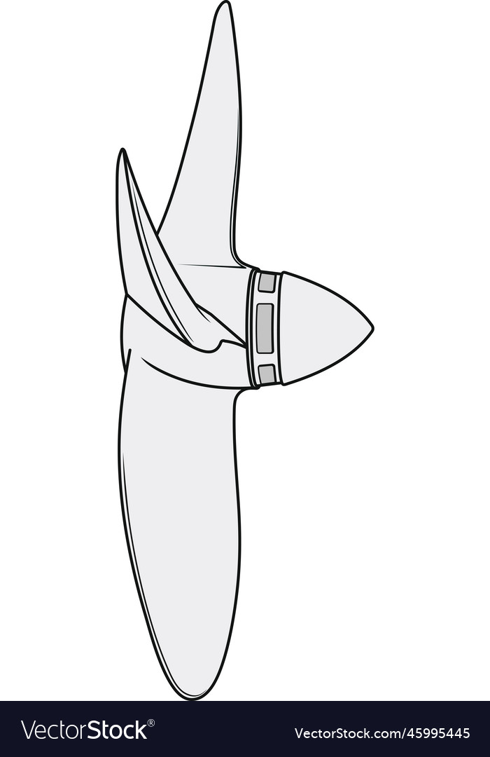 Large marine threeblade ship propeller side view Vector Image