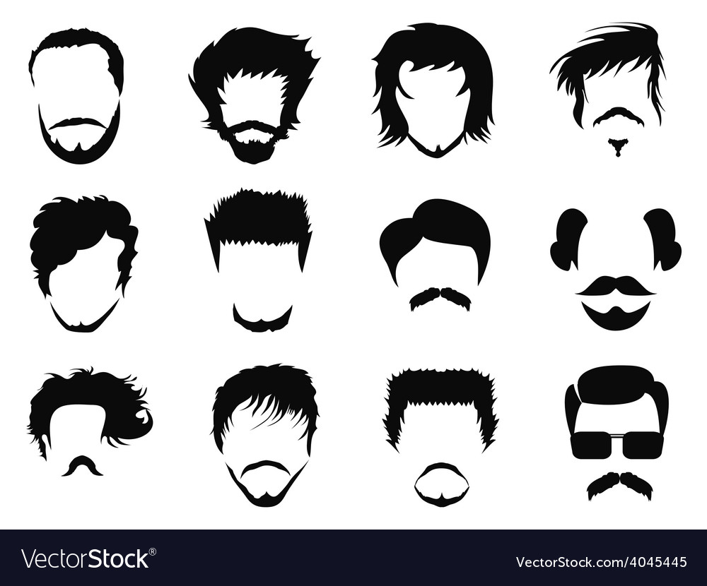 Vector Set Men Hairstyle Silhouettes Stock Vector (Royalty