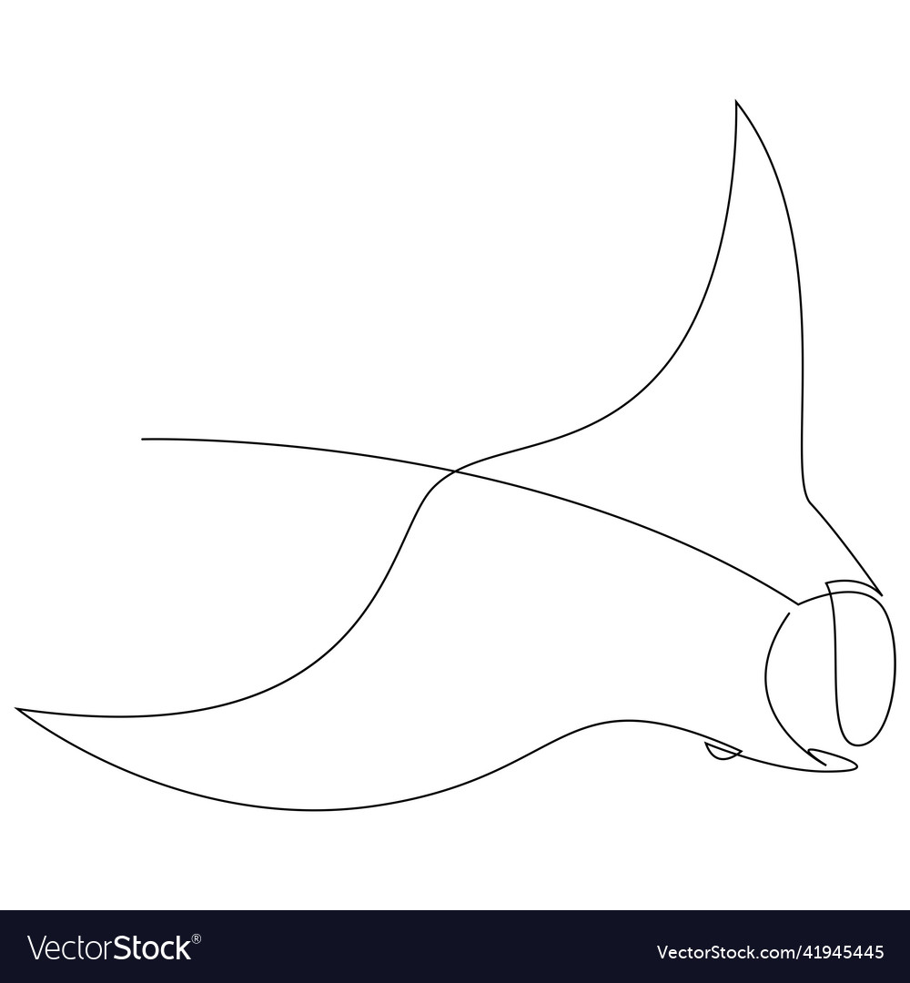 Manta ray or stingray drawn by one Royalty Free Vector Image