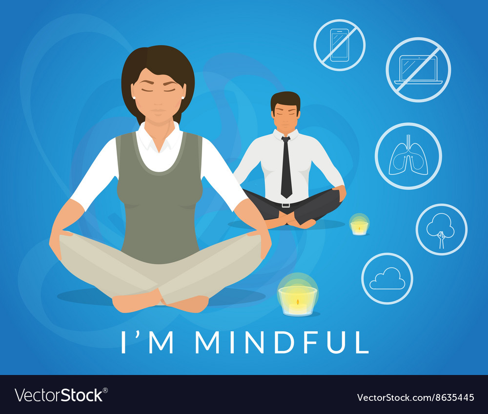 Office people sitting in calm lotus pose Vector Image