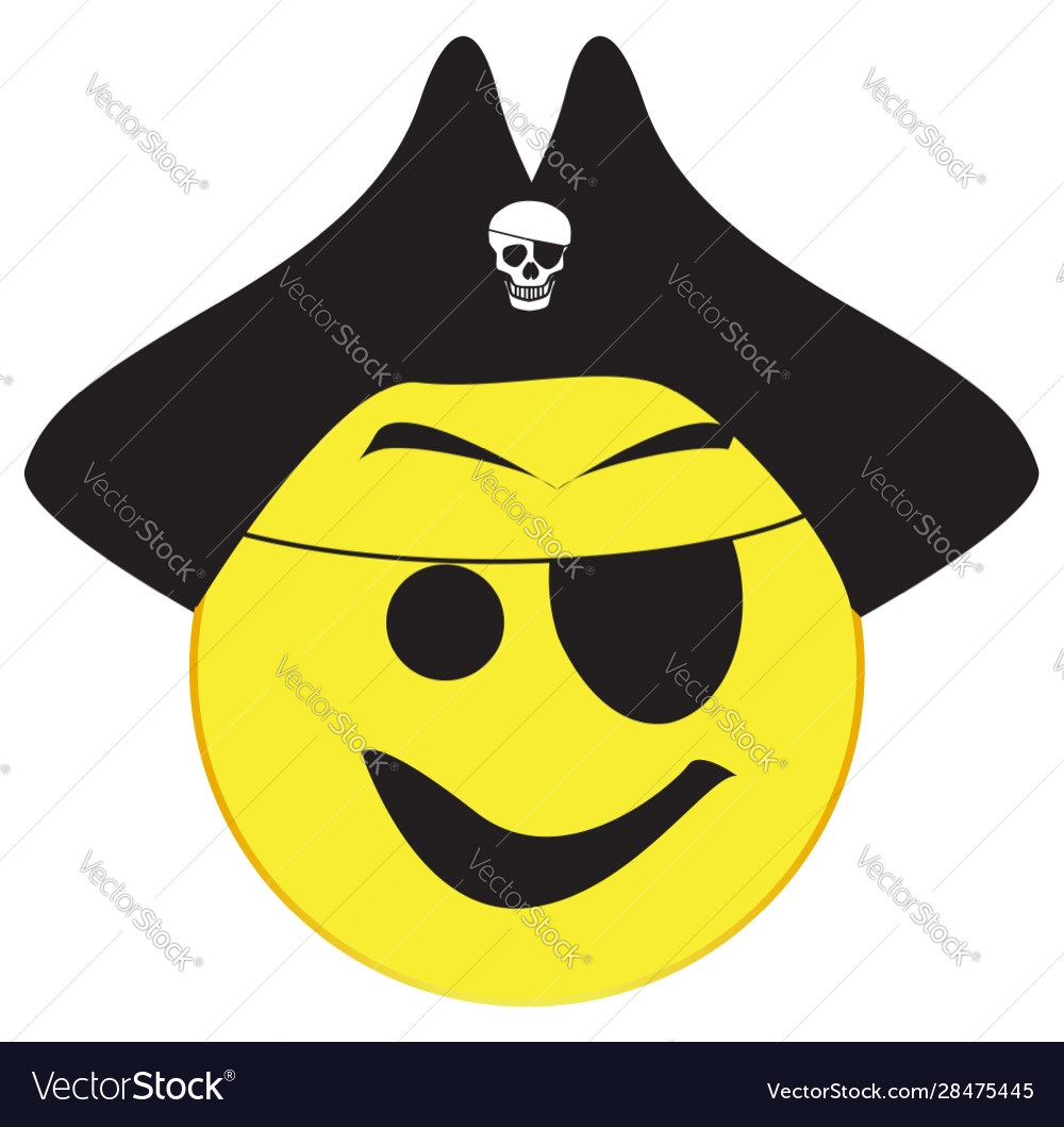 Pirate with hat smile face button isolated