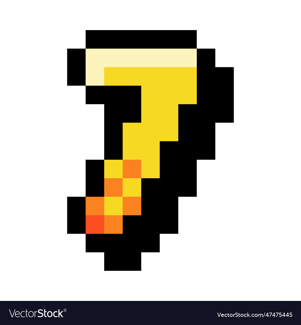 Pixel 8 bit number seven or numeral vector image Pixel 8 bit number seven or numeral