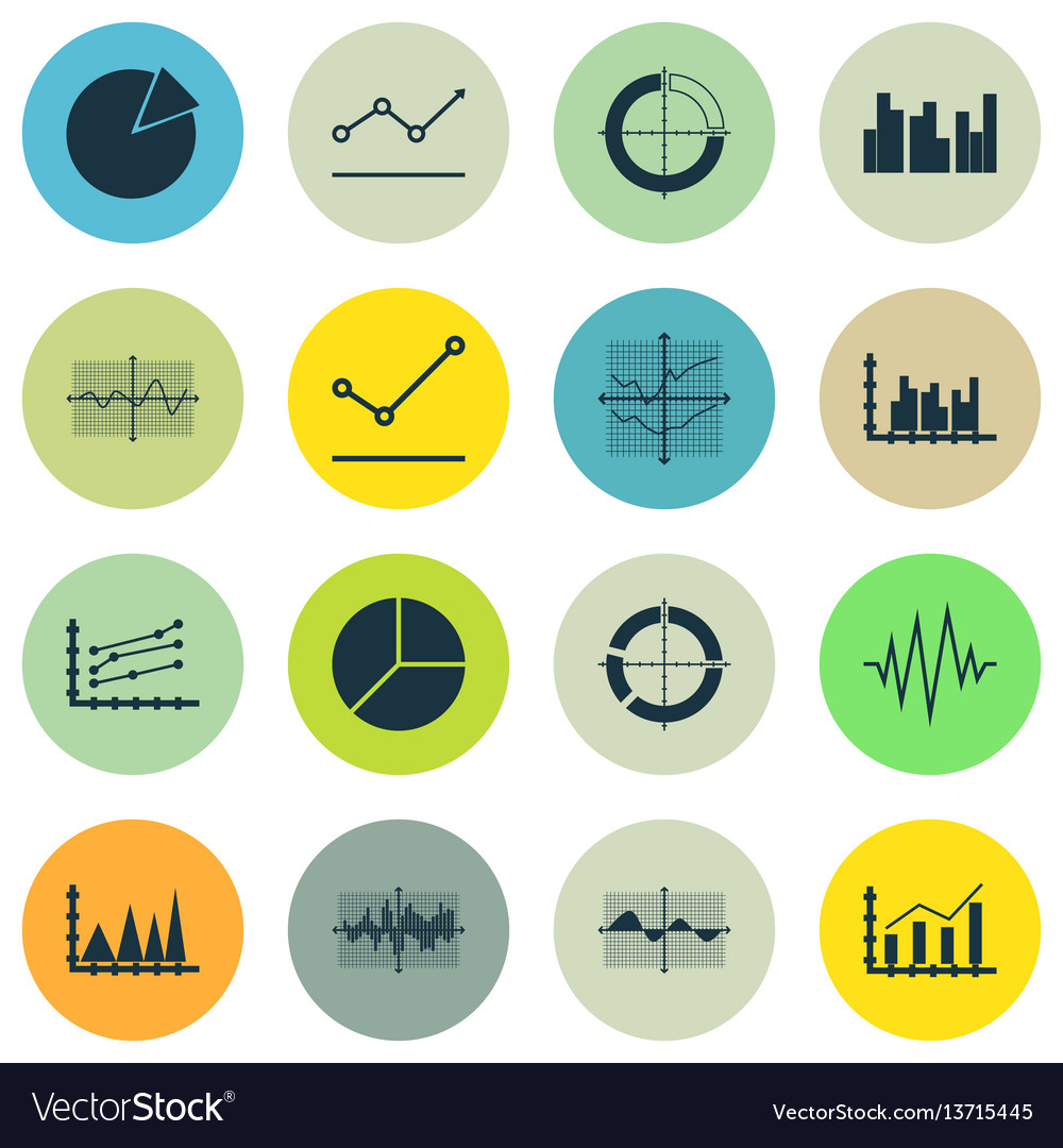 Set of graphs diagrams and statistics icons vector image Set of graphs diagrams and statistics icons