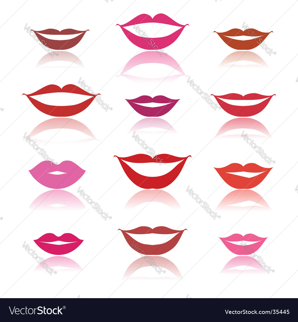 Smiles lips icons on white