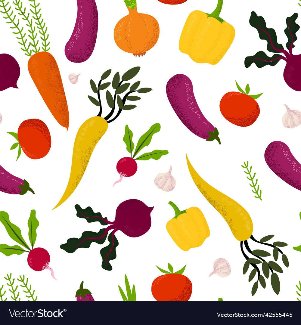 Vegetables Isolated On White Background In Unique Vector Image