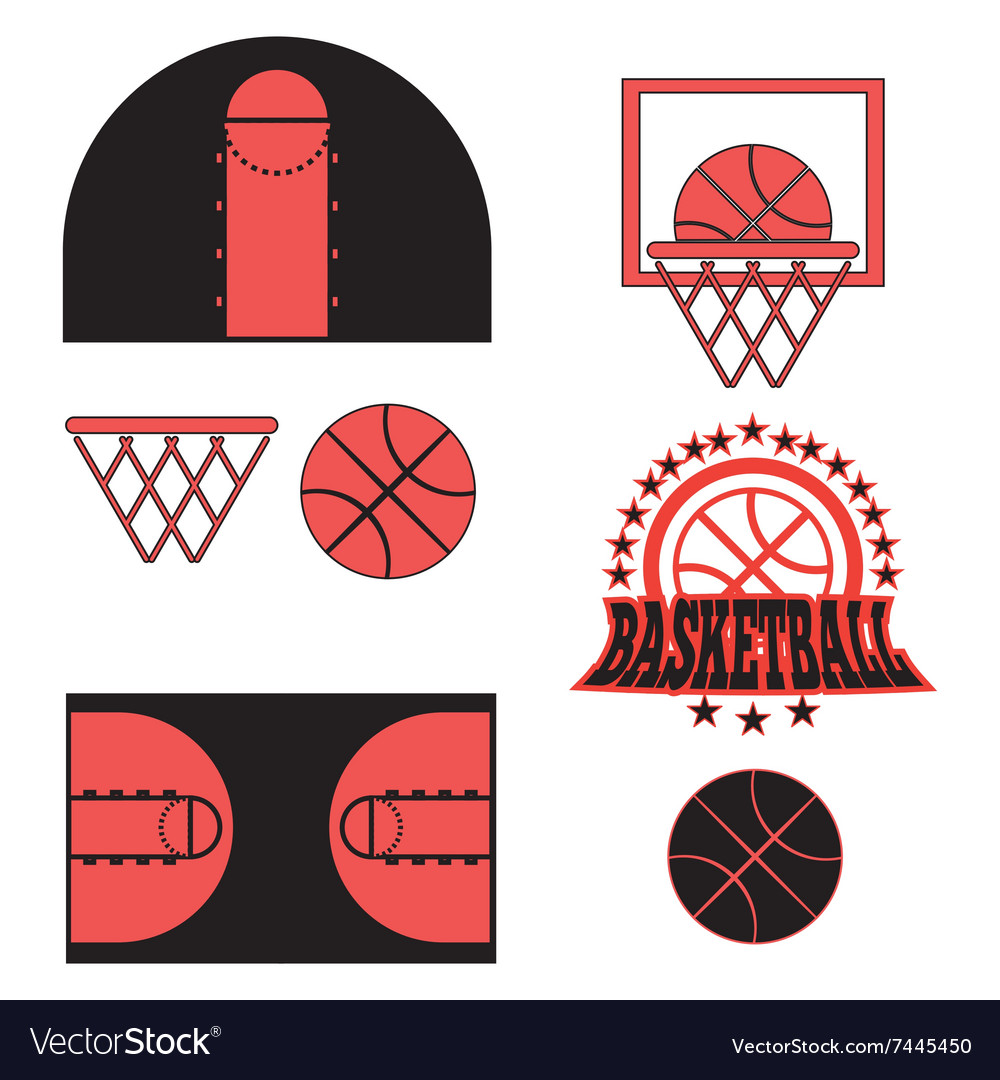 Basketball game objects icons