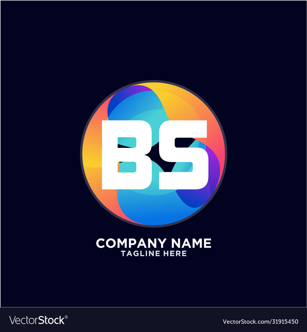 Bs initial logo with colorful circle template