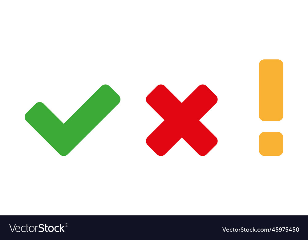 Check Mark & Exclamation Icons - Flat Set