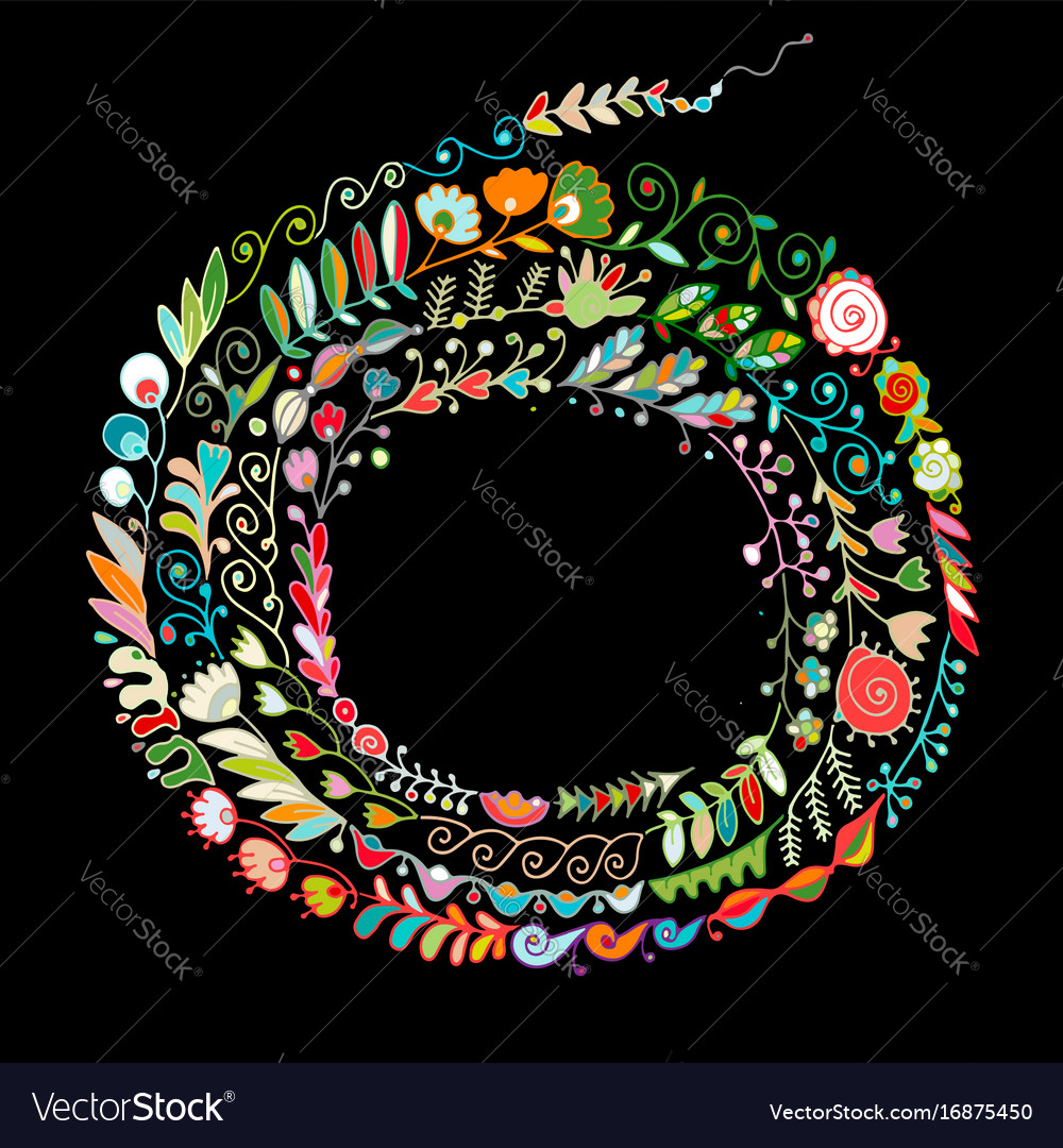 Floral spiral ornament hand drawn sketch for your