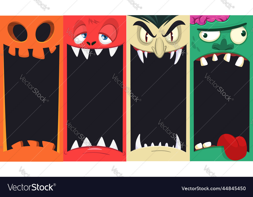 Halloween funny faces set of four characters