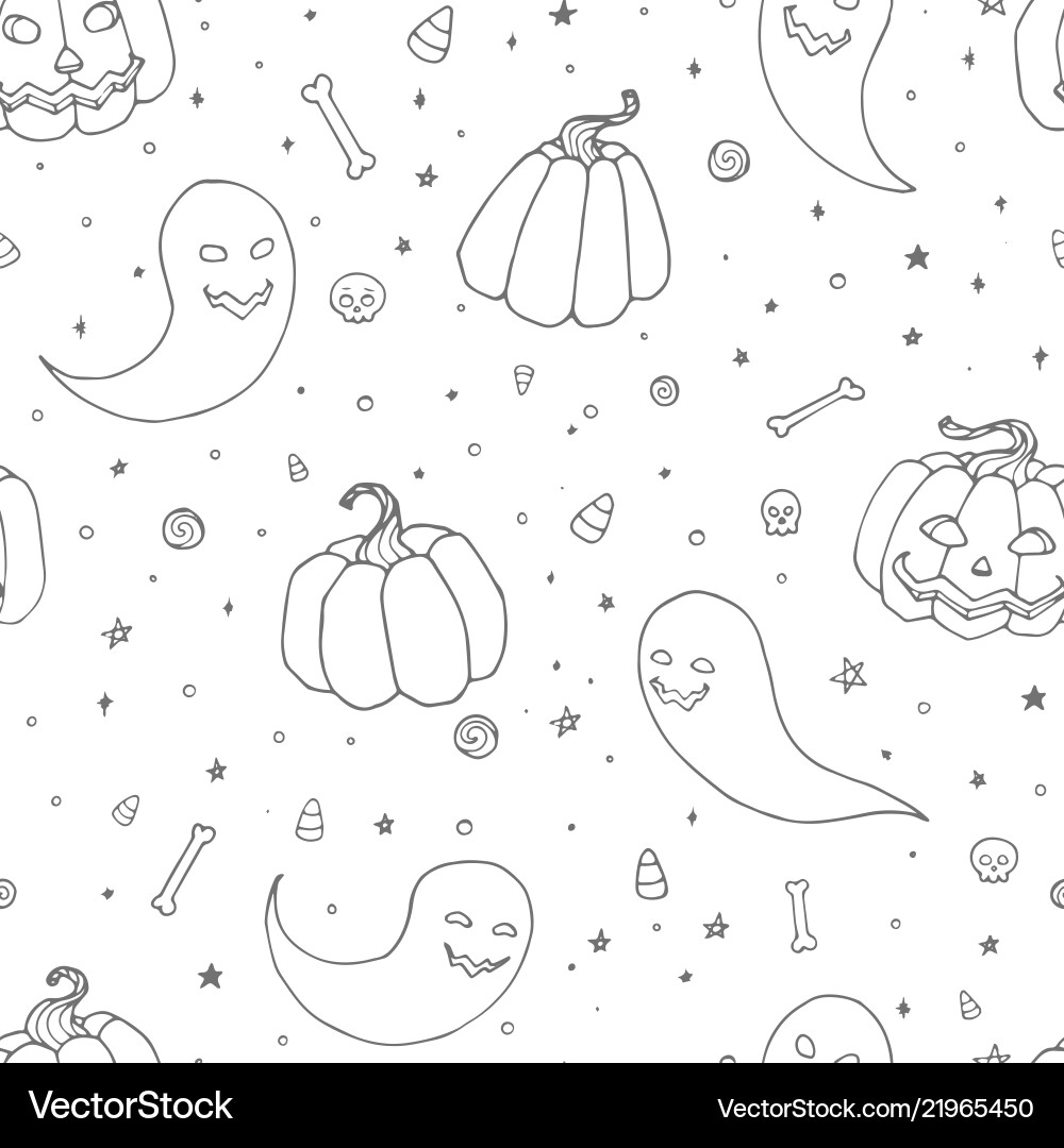 Halloween Seamless Pattern With Pumpkins Ghosts Vector Image