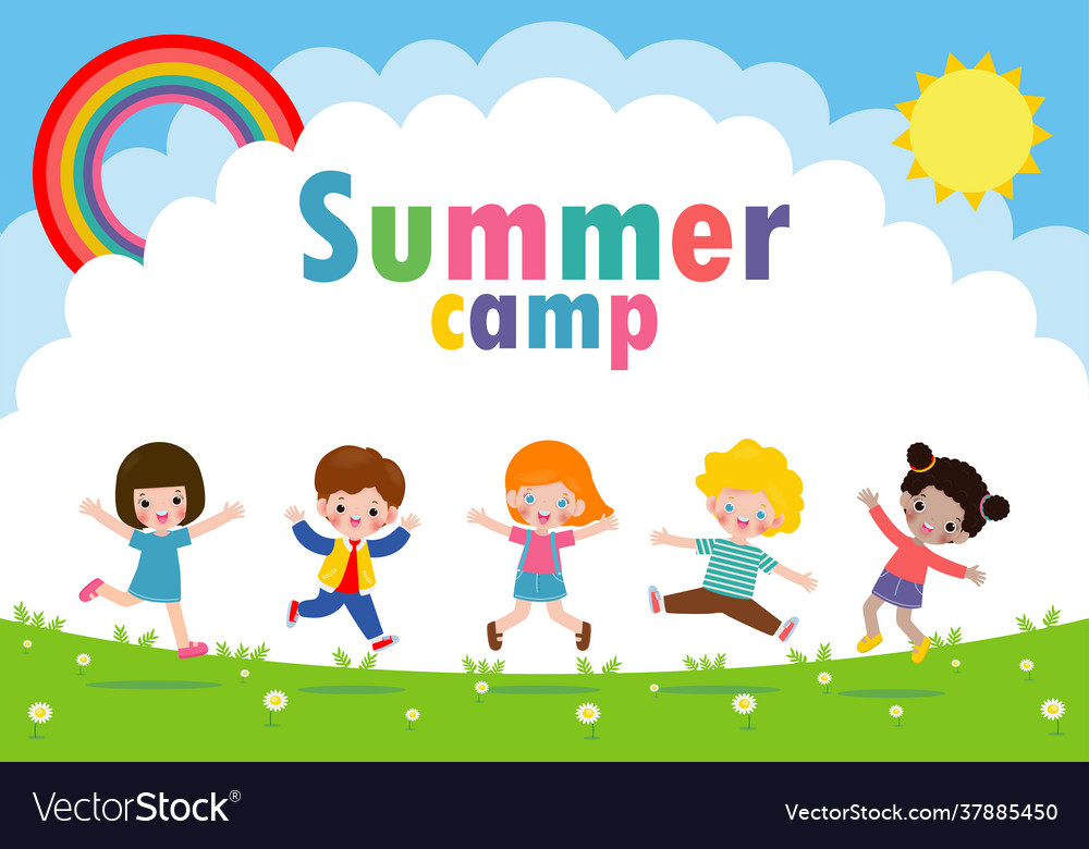 Kids summer camp background education template Vector Image