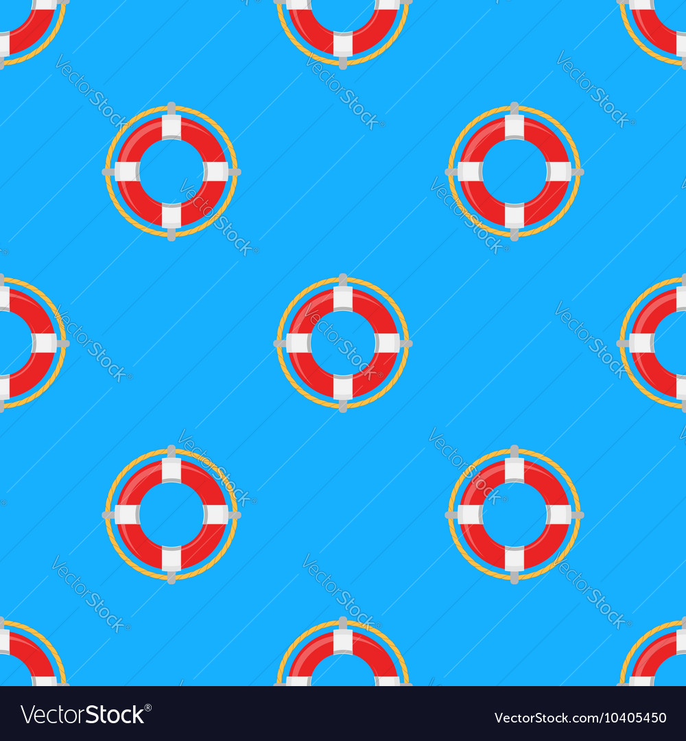 Lifebuoy icon nautical pattern on blue