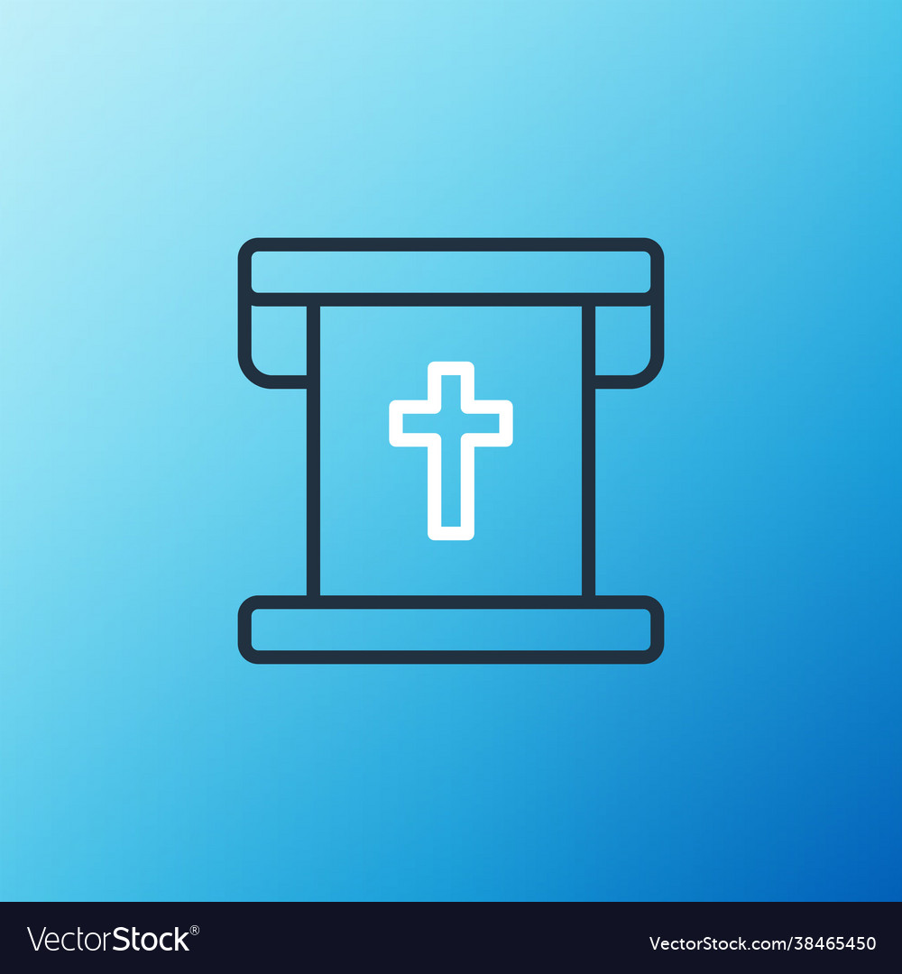 Line flag with christian cross icon isolated Vector Image