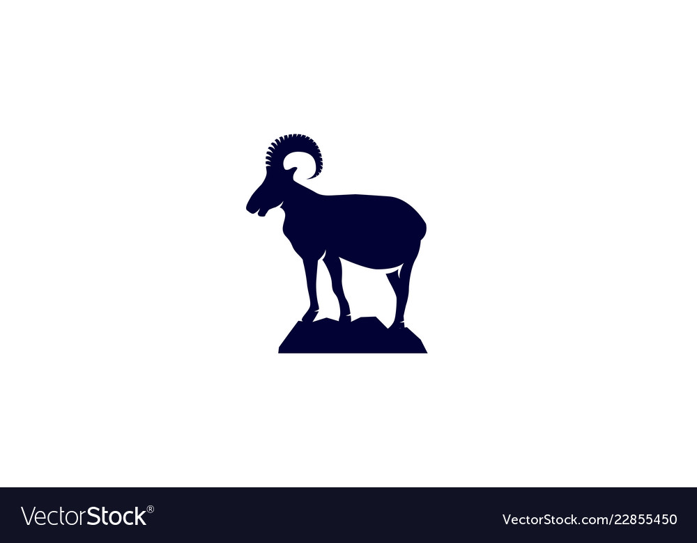 Logo of wild ram on mountain Royalty Free Vector Image