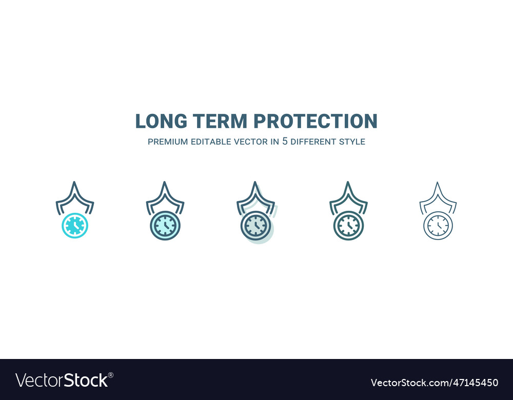 Long term protection icon in 5 different style Vector Image