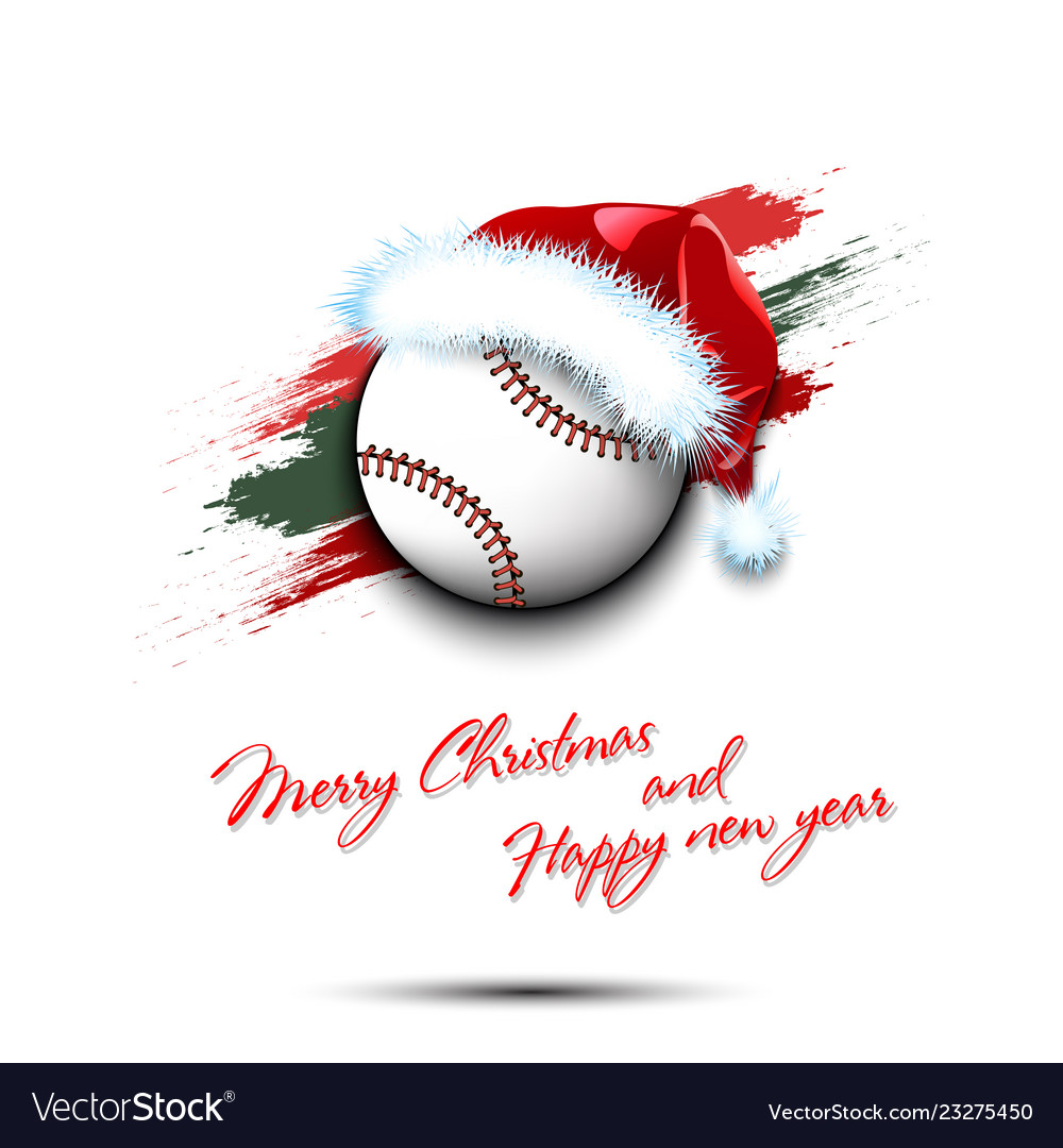 baseball with santa hat