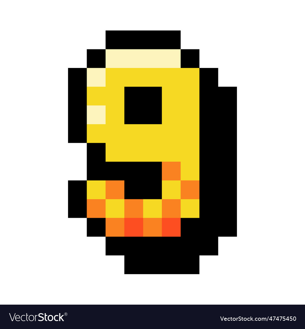 Pixel 8 bit number nine or numeral vector image Pixel 8 bit number nine or numeral