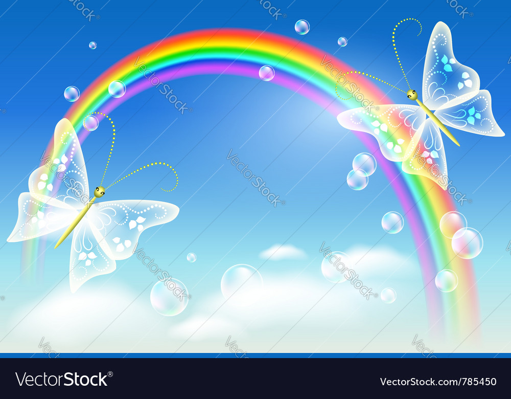 Rainbow and butterfly Royalty Free Vector Image