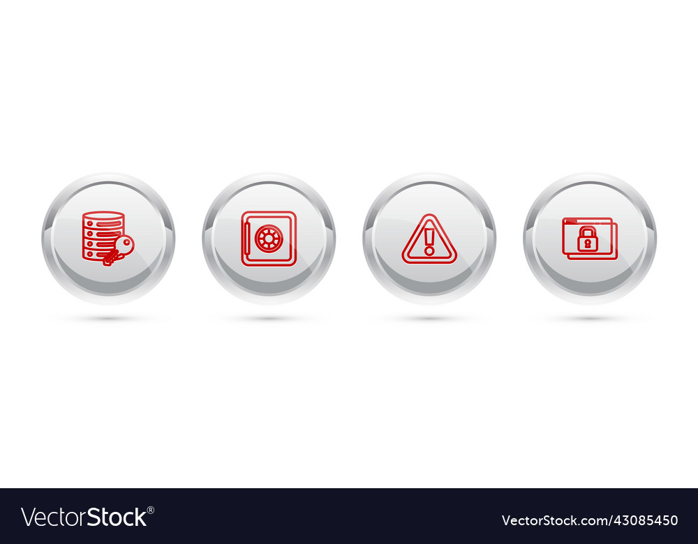 Set line server security with key safe vector image Set line server security with key safe
