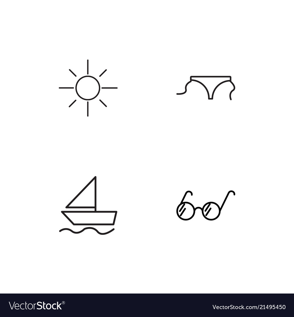 Summer linear icons set simple outline
