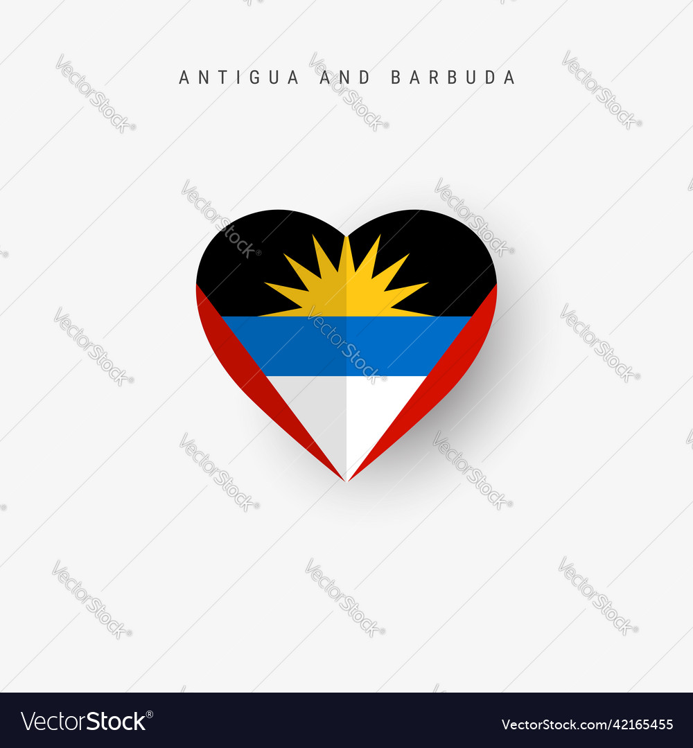 Antigua and barbuda heart shaped flag origami Vector Image