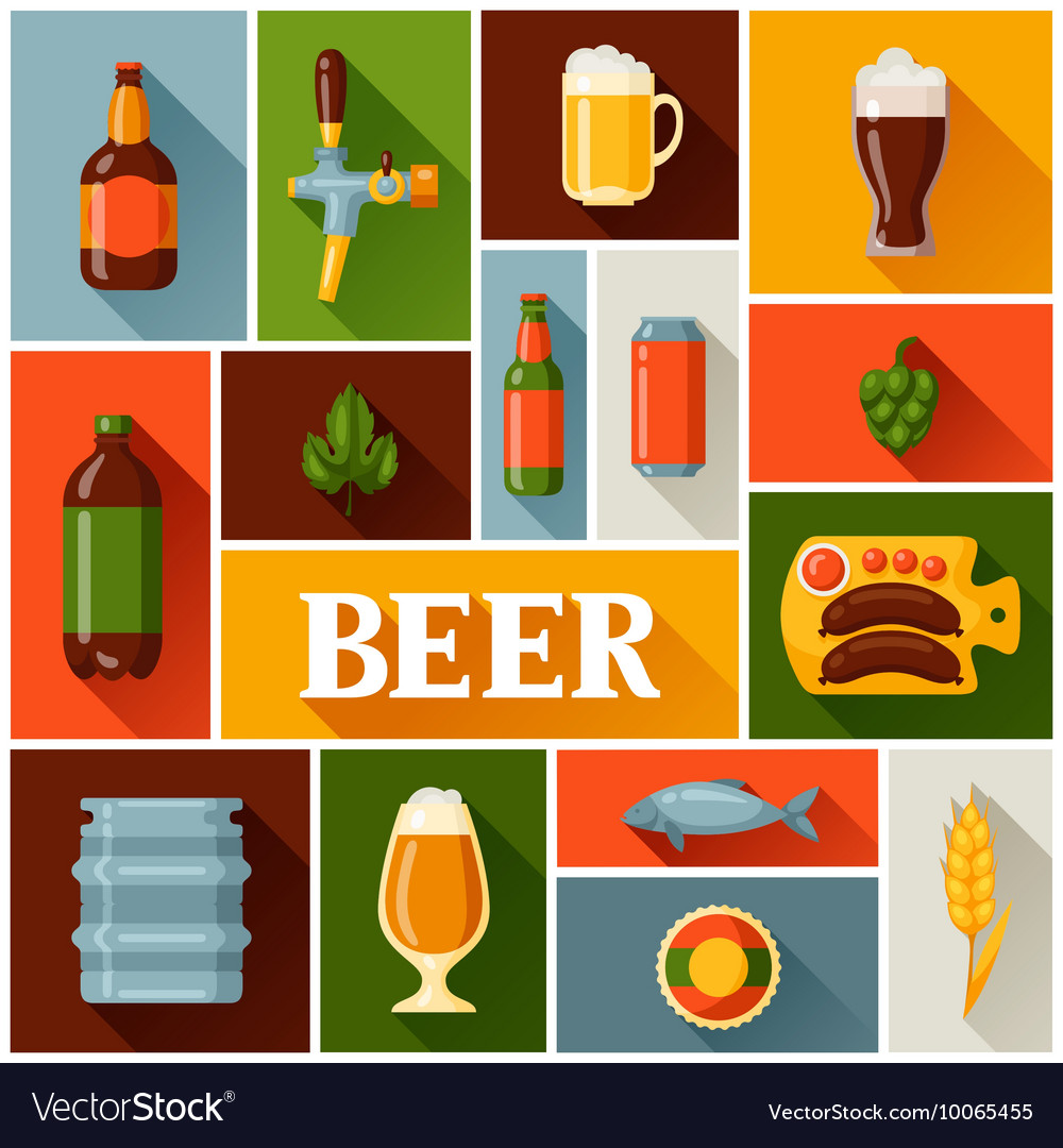 Background design with beer icons and objects
