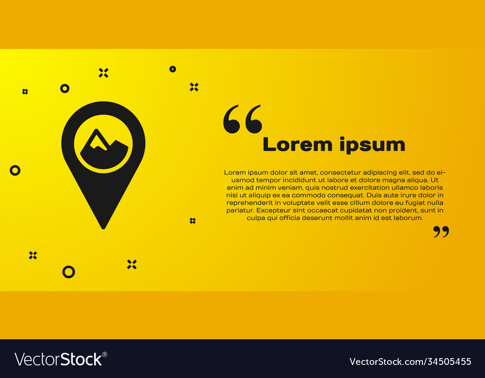 Black map pointer with mountain icon isolated vector image Black map pointer with mountain icon isolated