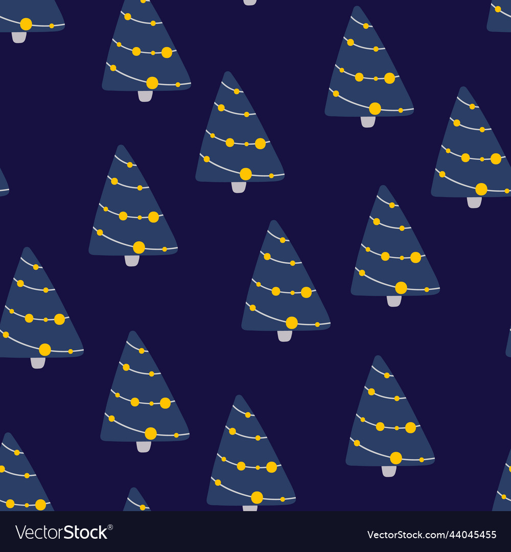 Christmas tree and snowflake seamless pattern new vector image Christmas tree and snowflake seamless pattern new
