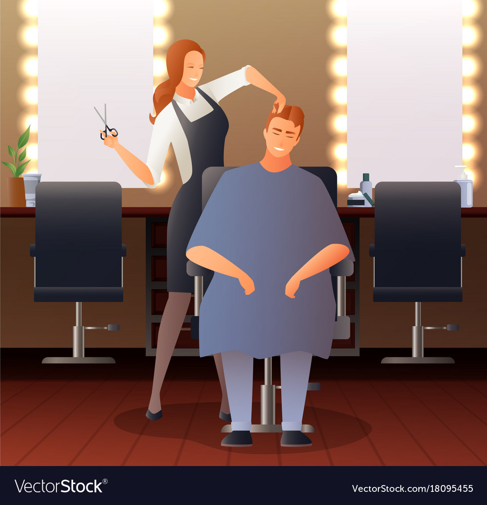 Female hairdresser flat composition Royalty Free Vector