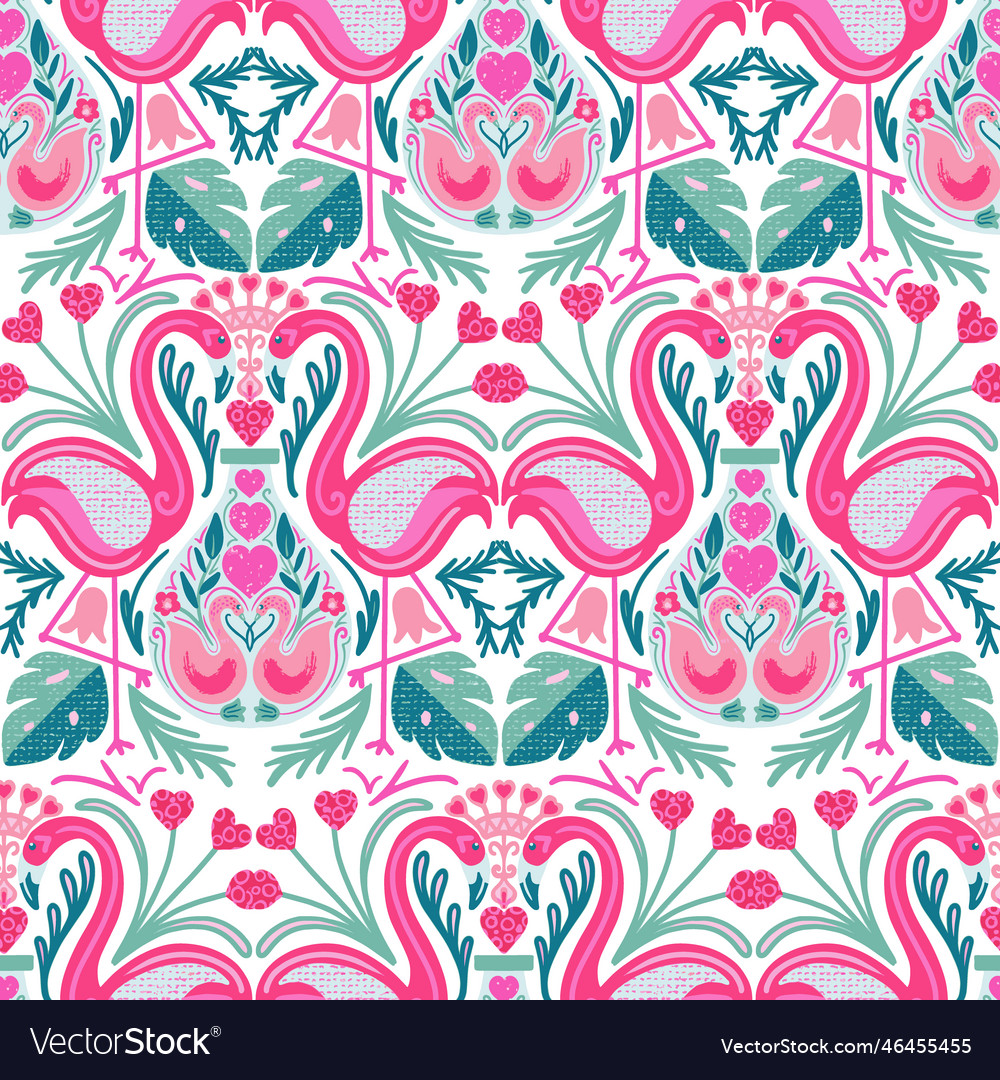 Flamingo & Swan Heart Pattern